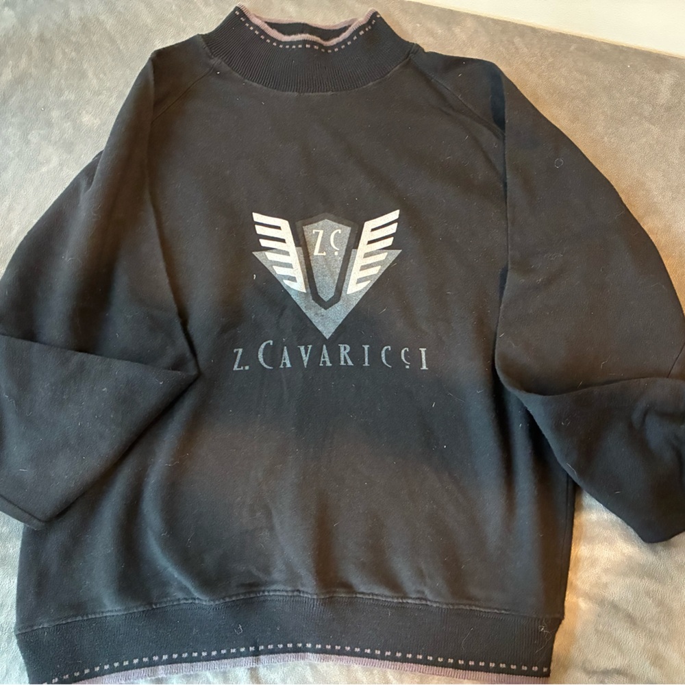 Z. Cavaricci Black Crewneck Sweater VINTAGE 80s made in USA